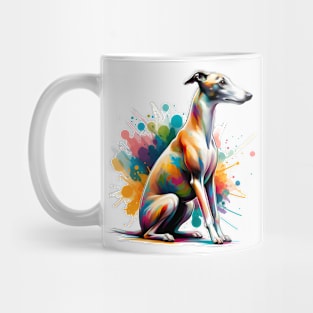 Whippet in Dynamic Colorful Painted Splash Artwork Mug